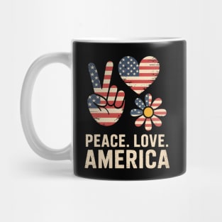 Peace Love America US Flag 4th Of July Patriot Mug